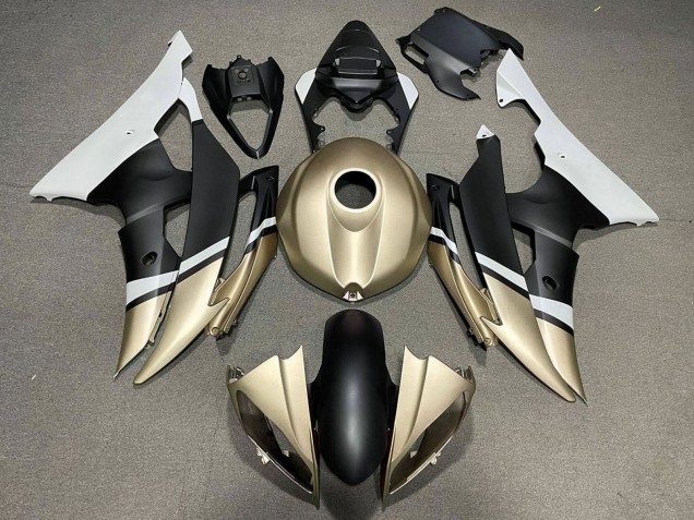 2008-2016 Yamaha YZF R6 Motorcycle Fairings - White Gold Matte Black Canada for Sale