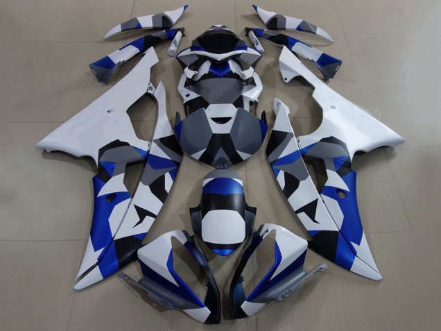 2008-2016 Yamaha YZF R6 Motorcycle Fairings - White Blue Grey Camouflage Canada for Sale