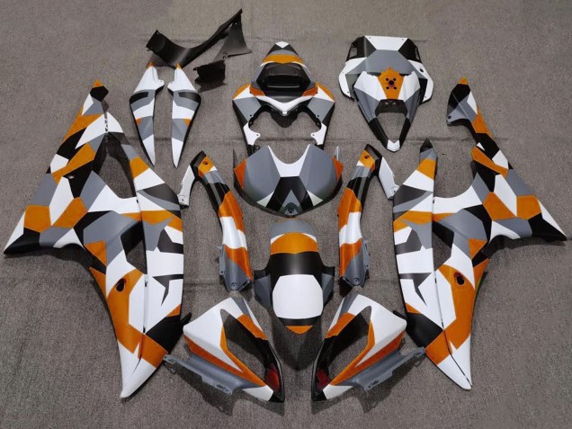 2008-2016 Yamaha YZF R6 Motorcycle Fairings - White Orange Grey Black Camouflage Canada for Sale