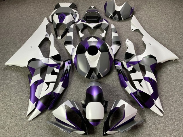 2008-2016 Yamaha YZF R6 Motorcycle Fairings - White Purple Grey Black Camouflage Canada for Sale