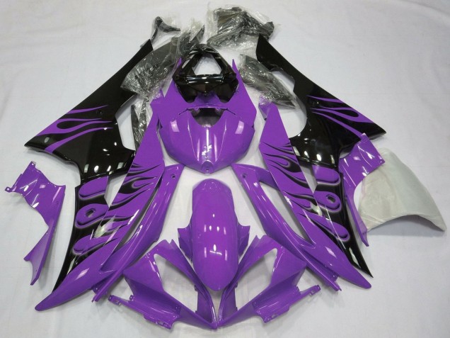 2008-2016 Yamaha YZF R6 Motorcycle Fairings - Purple Glossy Black Flame Canada for Sale
