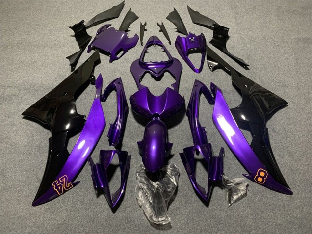2008-2016 Yamaha YZF R6 Motorcycle Fairings - Purple Glossy Black 24 Canada for Sale