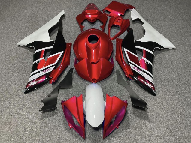 2008-2016 Yamaha YZF R6 Motorcycle Fairings - White Red Glossy Black Stripe Canada for Sale