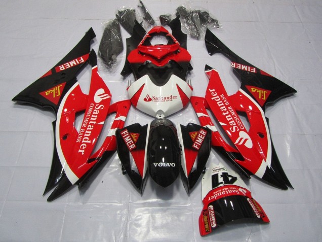 2008-2016 Yamaha YZF R6 Motorcycle Fairings - White Red Black Santander Canada for Sale