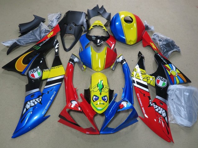 2008-2016 Yamaha YZF R6 Motorcycle Fairings - Blue Yellow Red Black Shark Canada for Sale