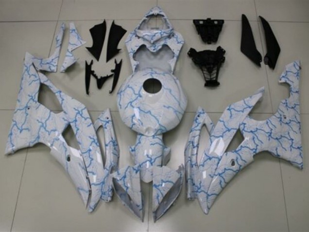 2008-2016 Yamaha YZF R6 Motorcycle Fairings - White Light Blue Lightning Canada for Sale