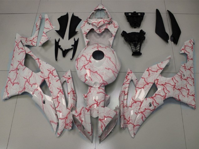2008-2016 Yamaha YZF R6 Motorcycle Fairings - White Red Lightning Canada for Sale