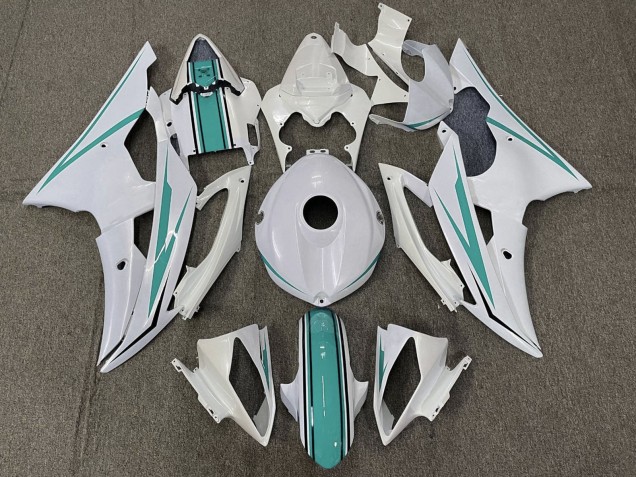 2008-2016 Yamaha YZF R6 Motorcycle Fairings - Pearl White Turquoise Green Canada for Sale