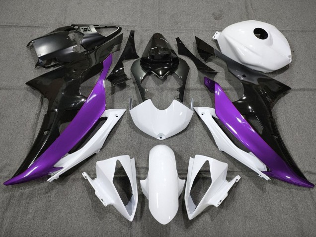 2008-2016 Yamaha YZF R6 Motorcycle Fairings - White Purple Glossy Black Canada for Sale