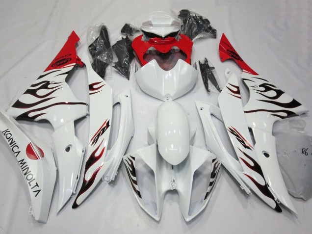 2008-2016 Yamaha YZF R6 Motorcycle Fairings - White Red Black Flame Canada for Sale
