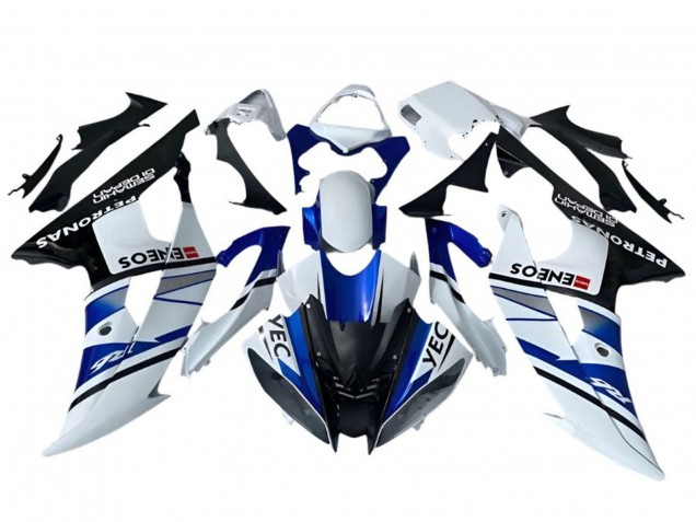 2008-2016 Yamaha YZF R6 Motorcycle Fairings - White Blue Black YEC ENEOS Petronas Semakin Didepan Canada for Sale