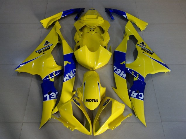 2008-2016 Yamaha YZF R6 Motorcycle Fairings - Yellow Blue Camel Motul Michelin Canada for Sale