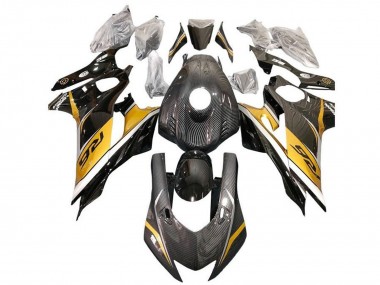 2017-2023 Yamaha YZF R6 Motorcycle Fairings - Gold White Black Faux Carbon Fiber Canada for Sale