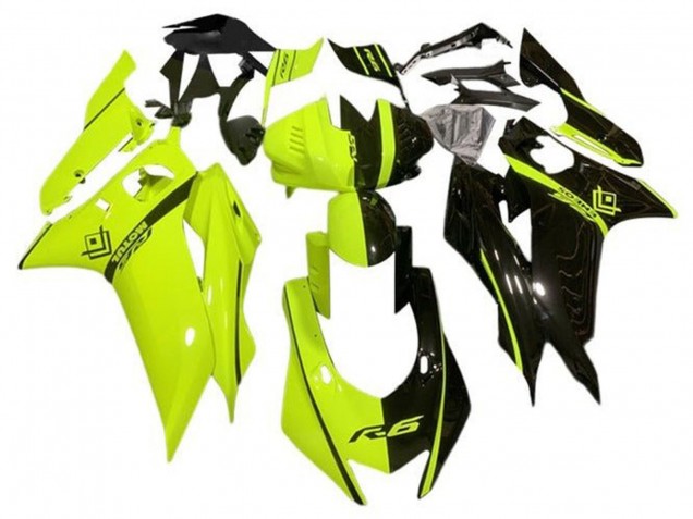 2017-2023 Yamaha YZF R6 Motorcycle Fairings - Neon Yellow Glossy Black Split Canada for Sale