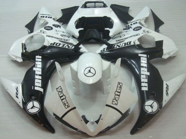 2005 Yamaha YZF R6 Motorcycle Fairings - White Glossy Black Jordan Dunlop Canada for Sale
