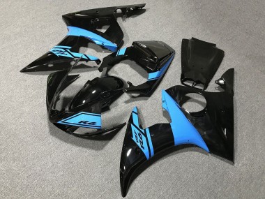 2005 Yamaha YZF R6 Motorcycle Fairings - Glossy Black Light Blue Canada for Sale