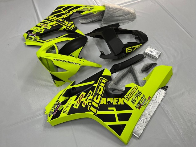 2006-2008 Triumph Daytona 675 Triple Motorcycle Fairings - Yellow Matte Black Canada for Sale
