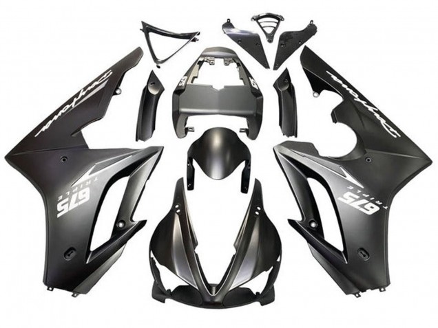 2009-2012 Triumph Daytona 675 Triple Motorcycle Fairings - Matte Black White Decals Canada for Sale