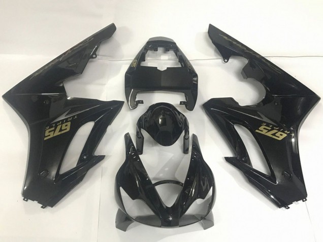 2009-2012 Triumph Daytona 675 Triple Motorcycle Fairings - Glossy Black Gold Decals Canada for Sale