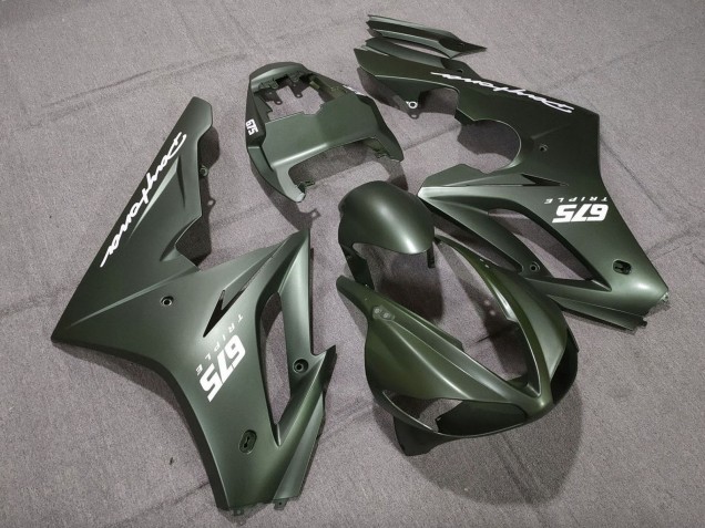 2009-2012 Triumph Daytona 675 Triple Motorcycle Fairings - Matte Green White Canada for Sale