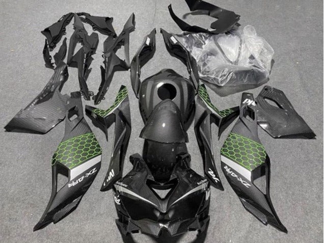 2019-2025 Kawasaki ZX4R ZX-4RR Motorcycle Fairings - Faux Carbon Fiber Green Grey Canada for Sale