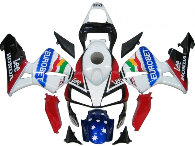2003-2004 Honda CBR600RR Bike Fairings - White Red Blue Glossy Black EuroBet Canada for Sale