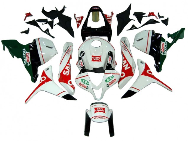 2009-2012 Honda CBR600RR Motorcycle Fairings - White Red Green Castrol San Carlo Canada for Sale