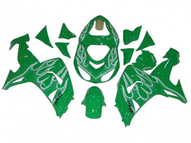 2006-2007 Kawasaki ZX10R Motorcycle Fairings - Green White Flame Canada for Sale