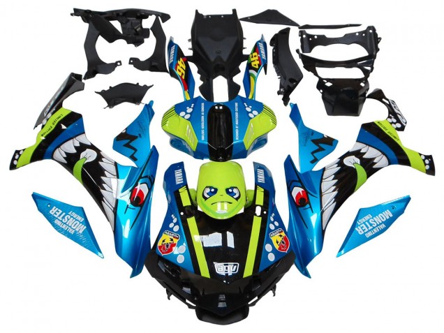 2015-2019 Yamaha YZF R1 Motorcycle Fairings - Blue Green Black Shark Canada for Sale