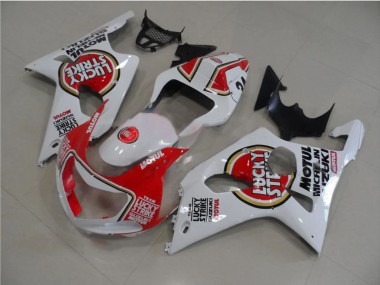 2000-2002 Suzuki GSXR 1000 Motorcycle Fairings - White Red Lucky Strike Canada for Sale