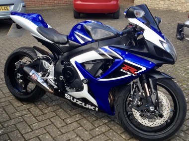 2006-2007 Suzuki GSXR 750 Motorcycle Fairings - White Blue Black Stripe Canada for Sale