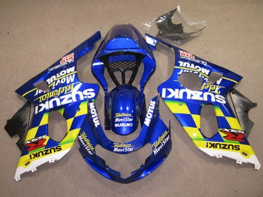 2000-2002 Suzuki GSXR 1000 Motorcycle Fairings - Blue Yellow White Telefumica MoviStar Canada for Sale