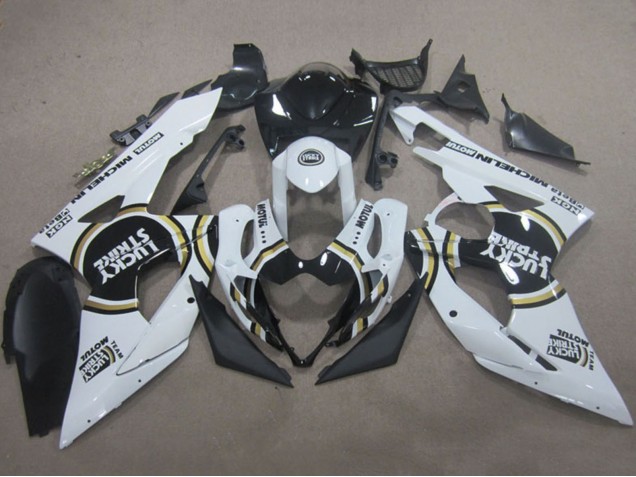 2005-2006 Suzuki GSXR 1000 Motorcycle Fairings - White Black Lucky Strike Motul Canada for Sale