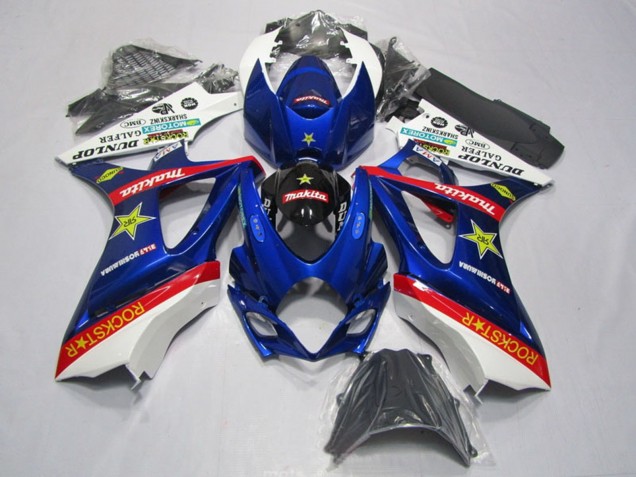 2007-2008 Suzuki GSXR 1000 Motorcycle Fairing Kits - White Blue Red Black Rockstar Canada for Sale