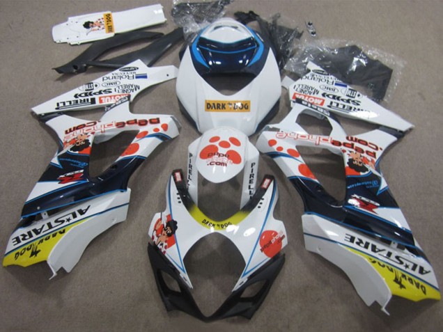 2007-2008 Suzuki GSXR 1000 Motorcycle Fairings - White Red Blue Yellow Dark Dog Canada for Sale