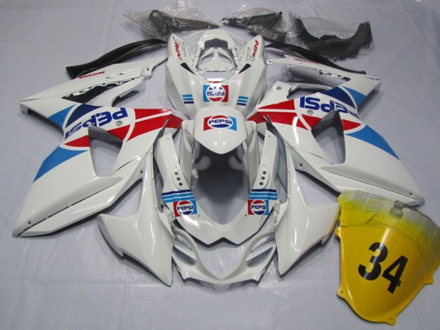 2009-2016 Suzuki GSXR 1000 Motorcycle Fairings - White Blue Red Pepsi 34 Canada for Sale