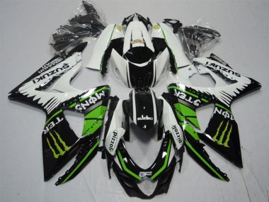 2009-2016 Suzuki GSXR 1000 Motorcycle Fairings - White Green Monster Black Pizzoli Canada for Sale