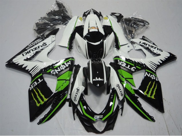 2009-2016 Suzuki GSXR 1000 Motorcycle Fairings - White Green Monster Black Pizzoli Canada for Sale