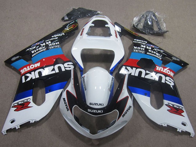 2001-2003 Suzuki GSXR 600 Motorcycle Fairings - White Blue Red Black Motul Canada for Sale