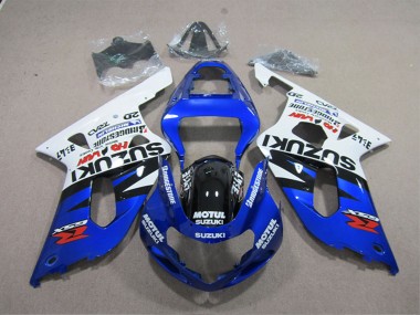 2001-2003 Suzuki GSXR 600 Motorcycle Fairings - White Blue Black Motul Canada for Sale