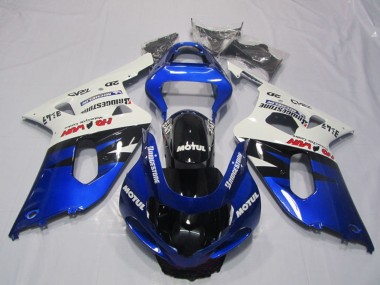 2001-2003 Suzuki GSXR 600 Motorcycle Fairings - White Blue Glossy Black Motul Canada for Sale