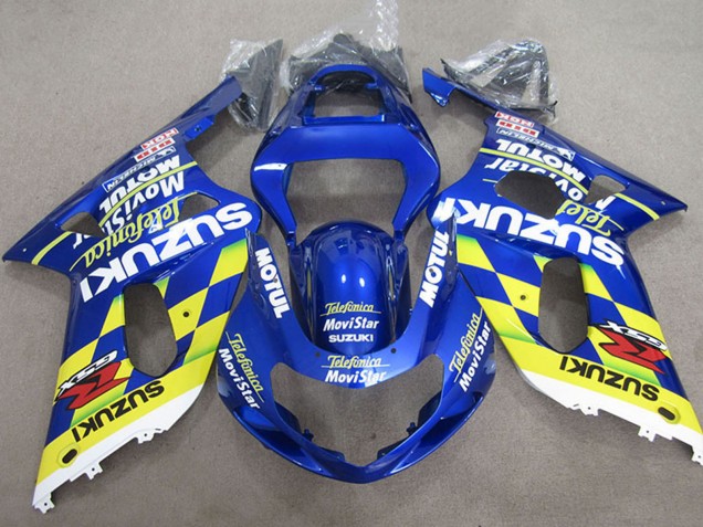 2001-2003 Suzuki GSXR 600 Motorcycle Fairings - Blue Yellow Telefumica MoviStar Canada for Sale