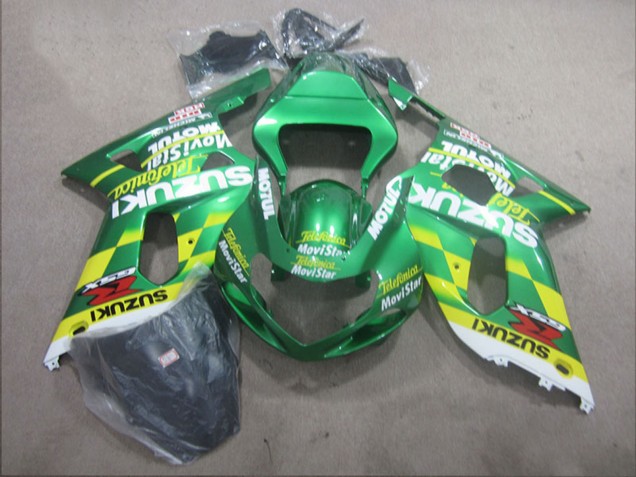 2001-2003 Suzuki GSXR 600 Motorcycle Fairings - Green Yellow Telefonica MoviStar Canada for Sale