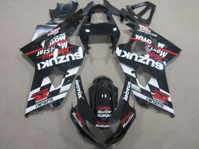 2004-2005 Suzuki GSXR 600 Motorcycle Fairings - Glossy Black Red White Telefonica MoviStar Canada for Sale