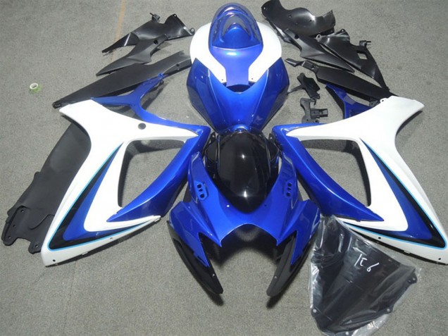 2006-2007 Suzuki GSXR 600 Motorcycle Fairings - White Blue Glossy Black Canada for Sale