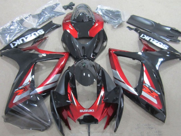 2006-2007 Suzuki GSXR 600 Motorcycle Fairings - Glossy Black Red Silver Canada for Sale