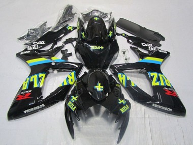 2006-2007 Suzuki GSXR 600 Motorcycle Fairings - Glossy Black Yellow Rizla Red Canada for Sale