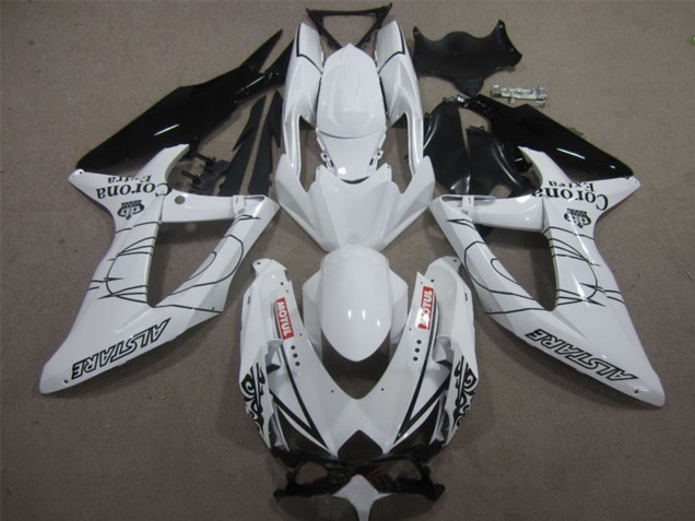 2008-2010 Suzuki GSXR 600 Motorcycle Fairings - White Black Corona Extra Motul Canada for Sale