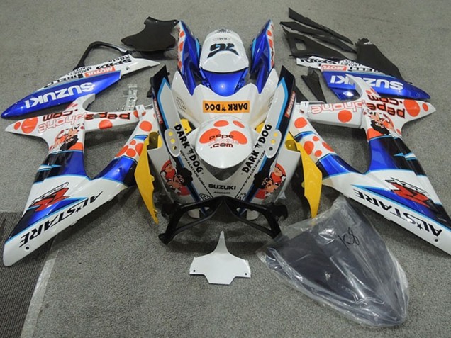 2008-2010 Suzuki GSXR 600 Motorcycle Fairings - White Blue Orange Alstare Dark Dog Canada for Sale