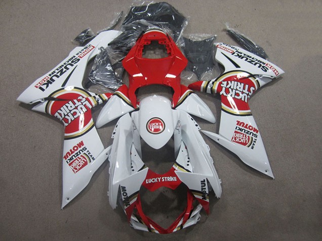2011-2024 Suzuki GSXR 600 Motorcycle Fairings - White Red Motul Lucky Strike Canada for Sale
